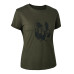 Lady T-shirt med Deerhunter skjold Bark Green