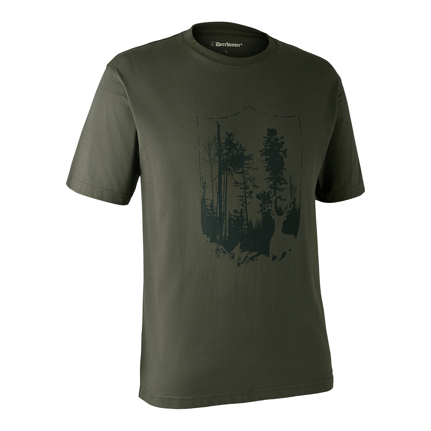 T-shirt med Skjold - Bark Green - 2XL thumbnail