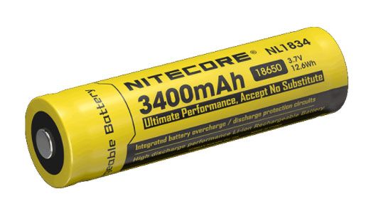 Kvalitets genopladeligt 18650 batteri fra Nitecore